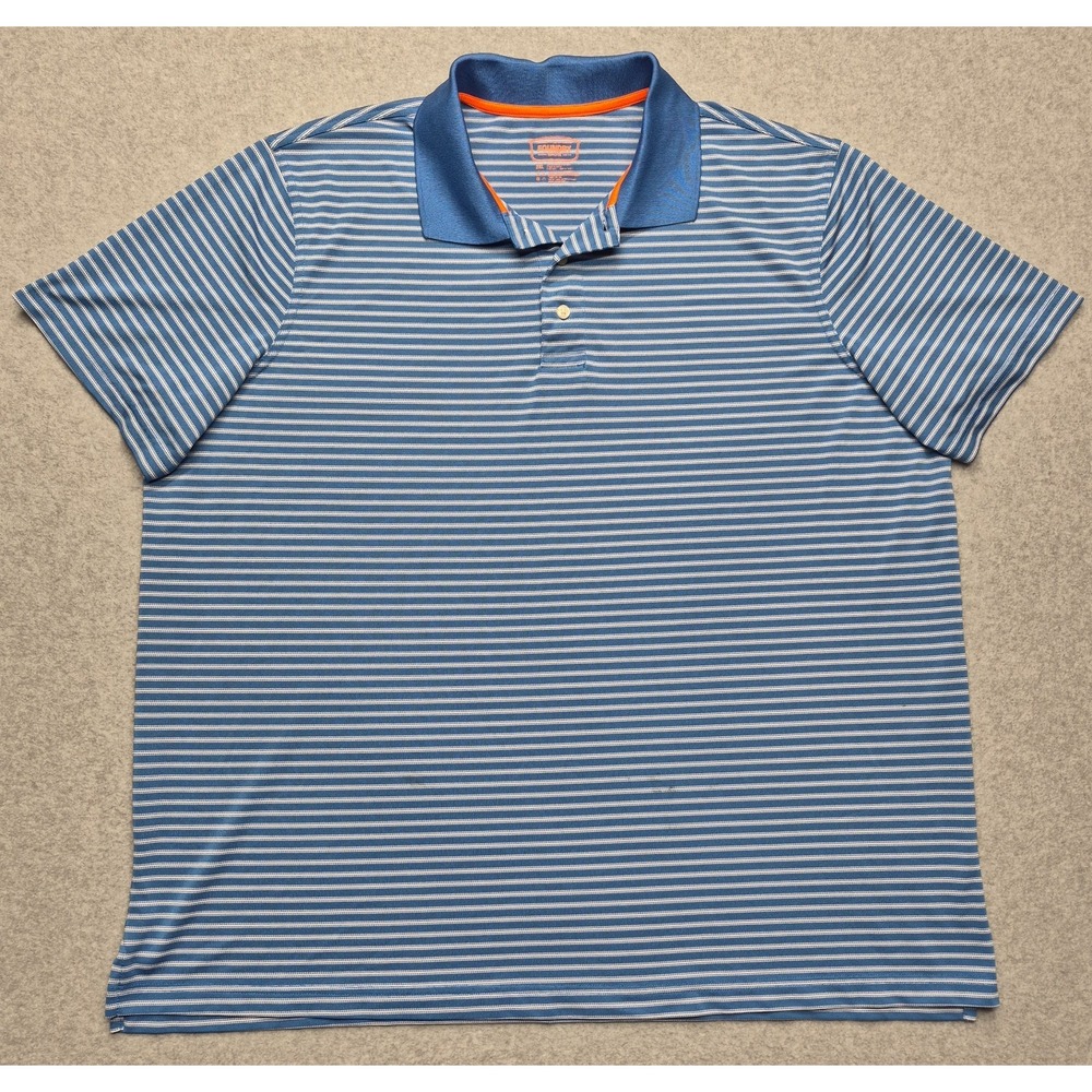 Foundry Big & Tall Shirt Men's 2XL Blue Striped Short Sleeve Polo Beach